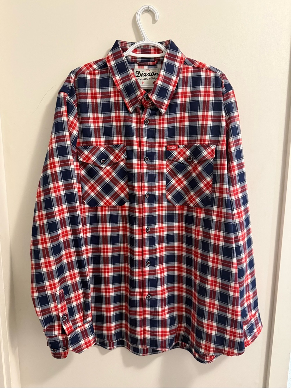 Dixxon “American” Red & Navy Plaid Men's Button-Up Shirt